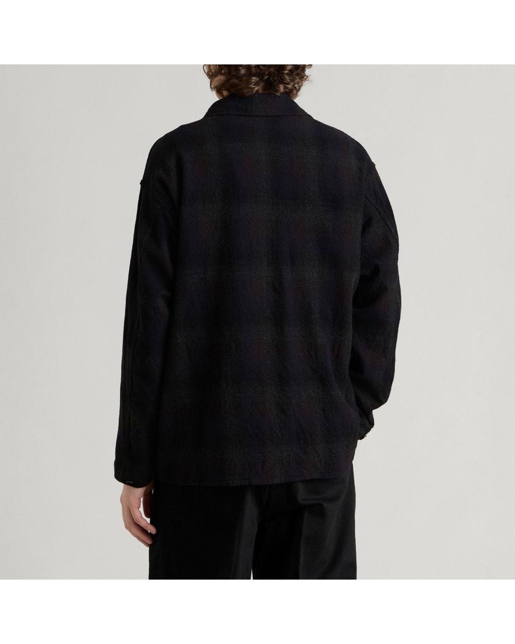 Kaptain Sunshine Black Alpaca Wool Field Shirt Jacket for men