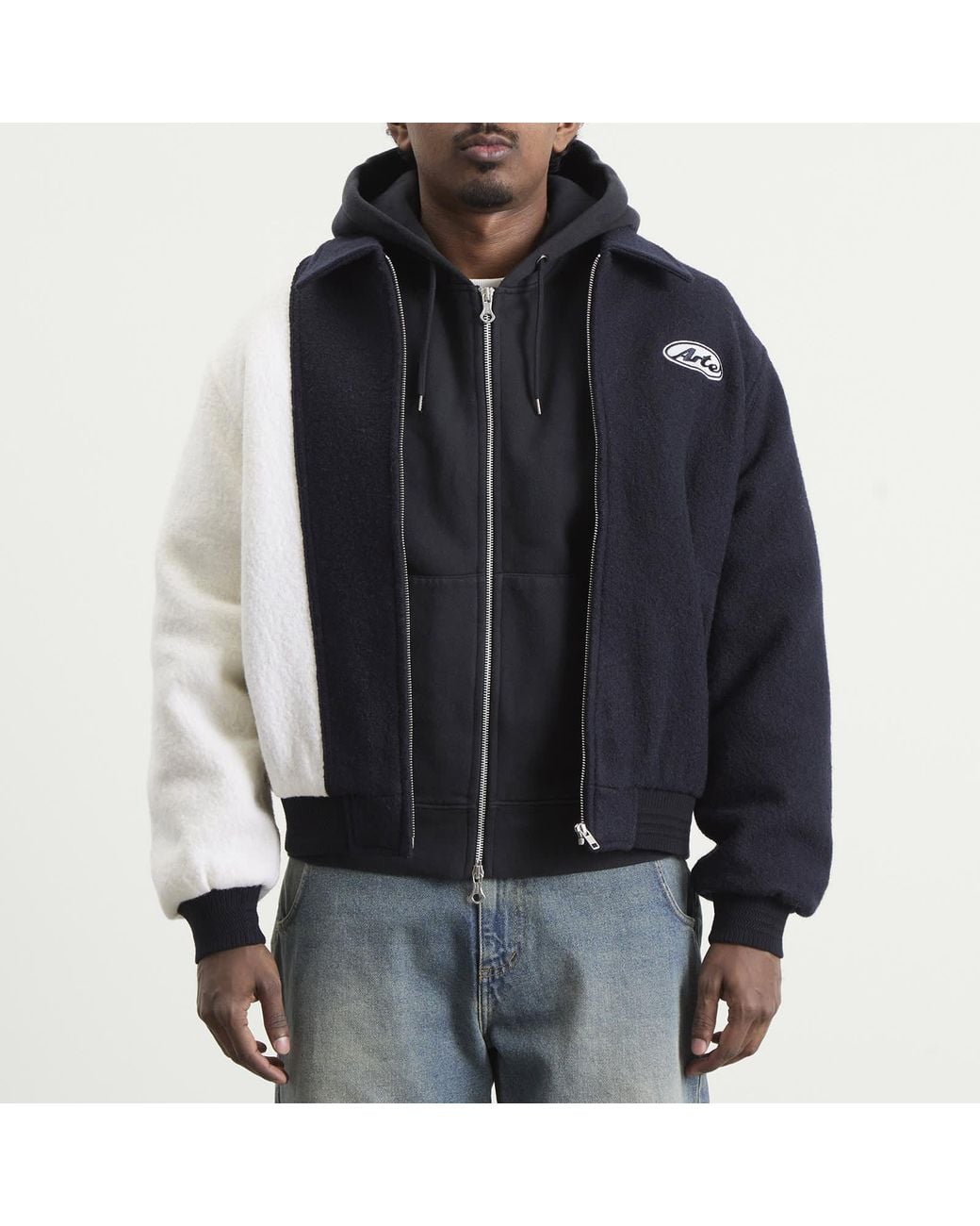 Arte' Blue Wool Varsity Jacket for men