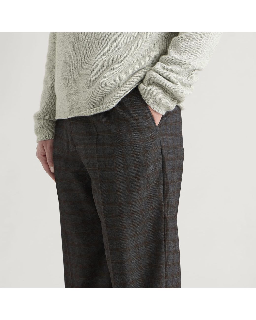 Dries Van Noten Gray Penrud Abstract Check Wool Trousers for men