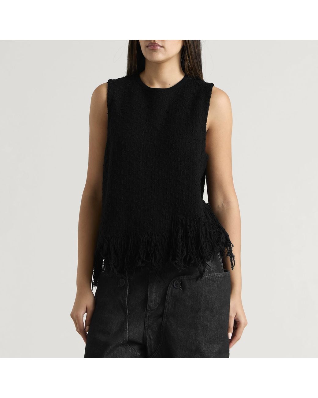 Y-3 Black Knit Fringe Vest