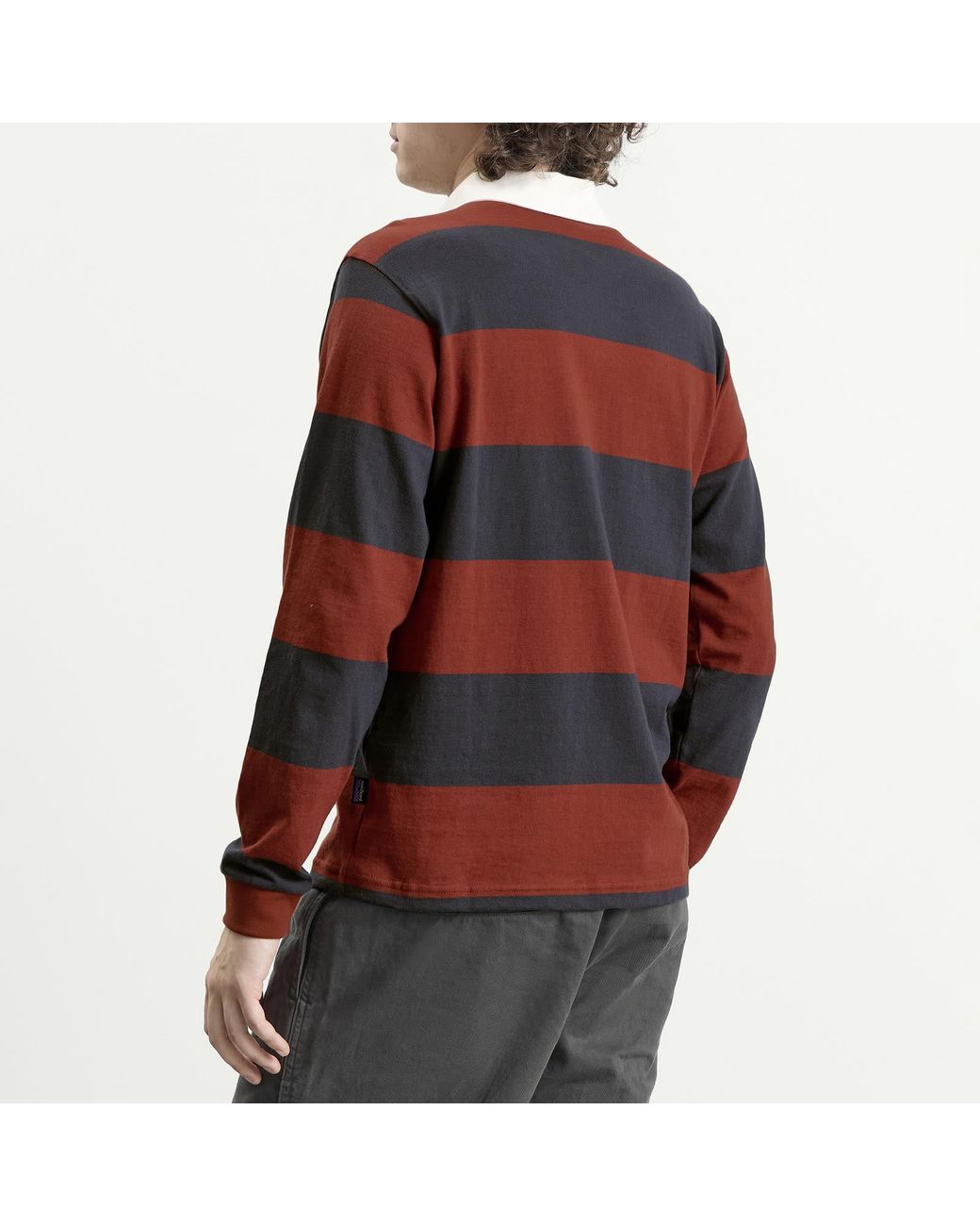 Patagonia Red Longsleeve Rugby Shirt Wide Stripe: Rusty for men