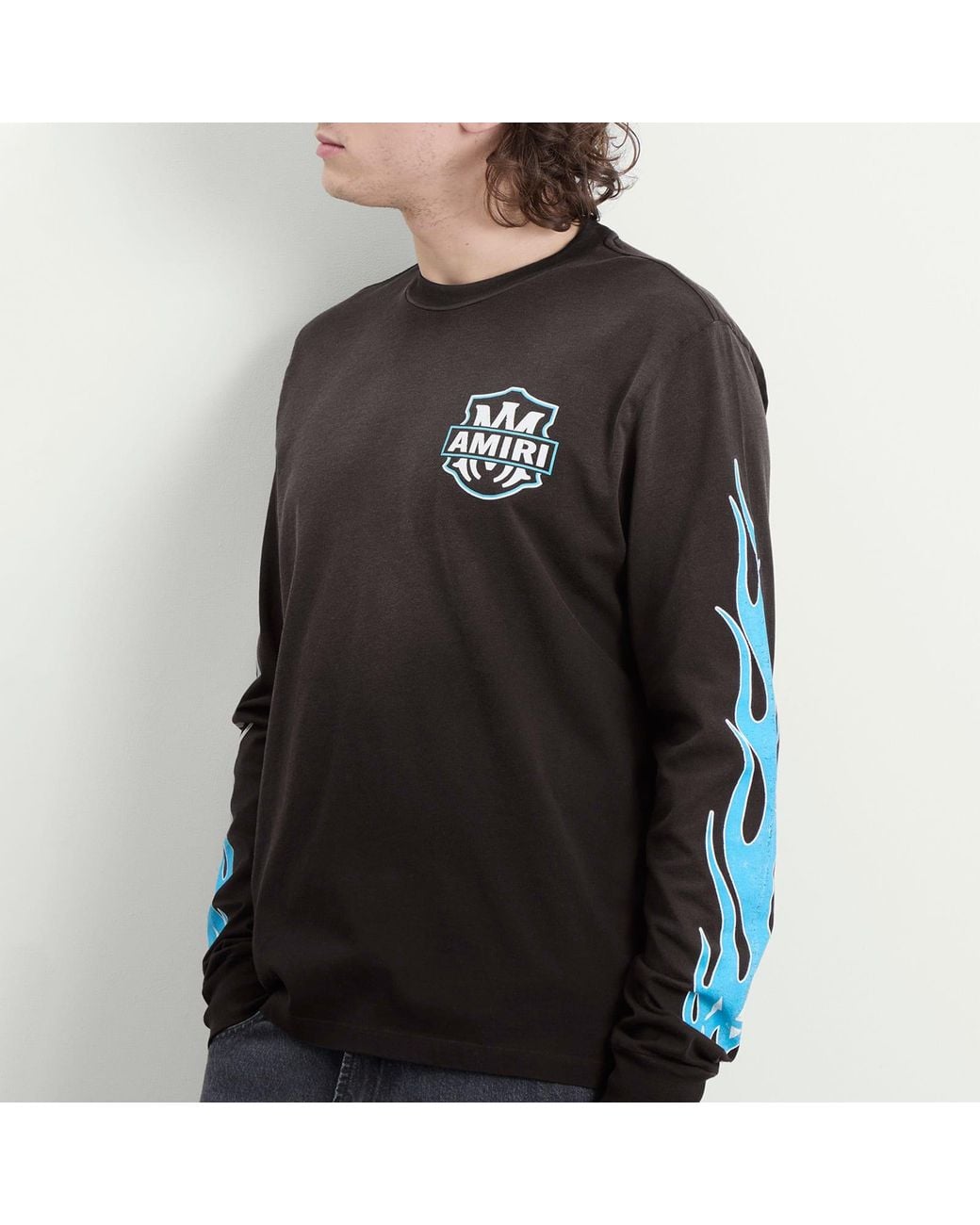 Amiri Black Eagle Flames Long Sleeve T-Shirt for men