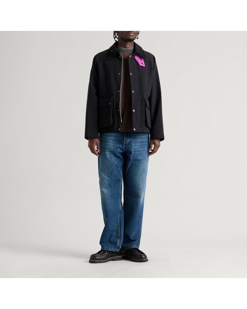 Barbour Black X Paul Smith Transport Wool Jacket for men