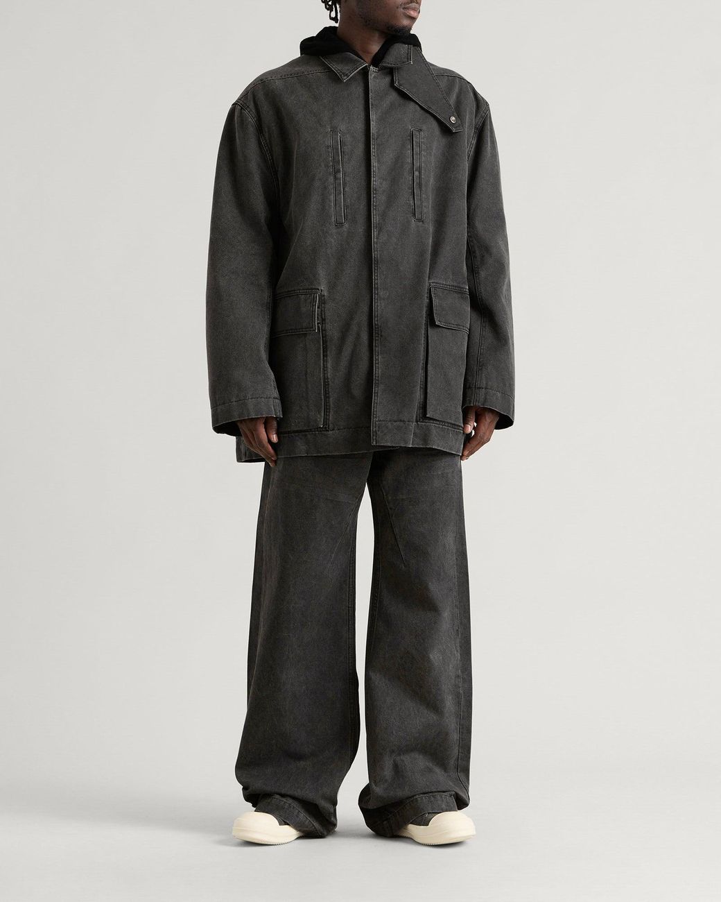 Rick Owens Gray Collared Canvas Mac Jacket for men
