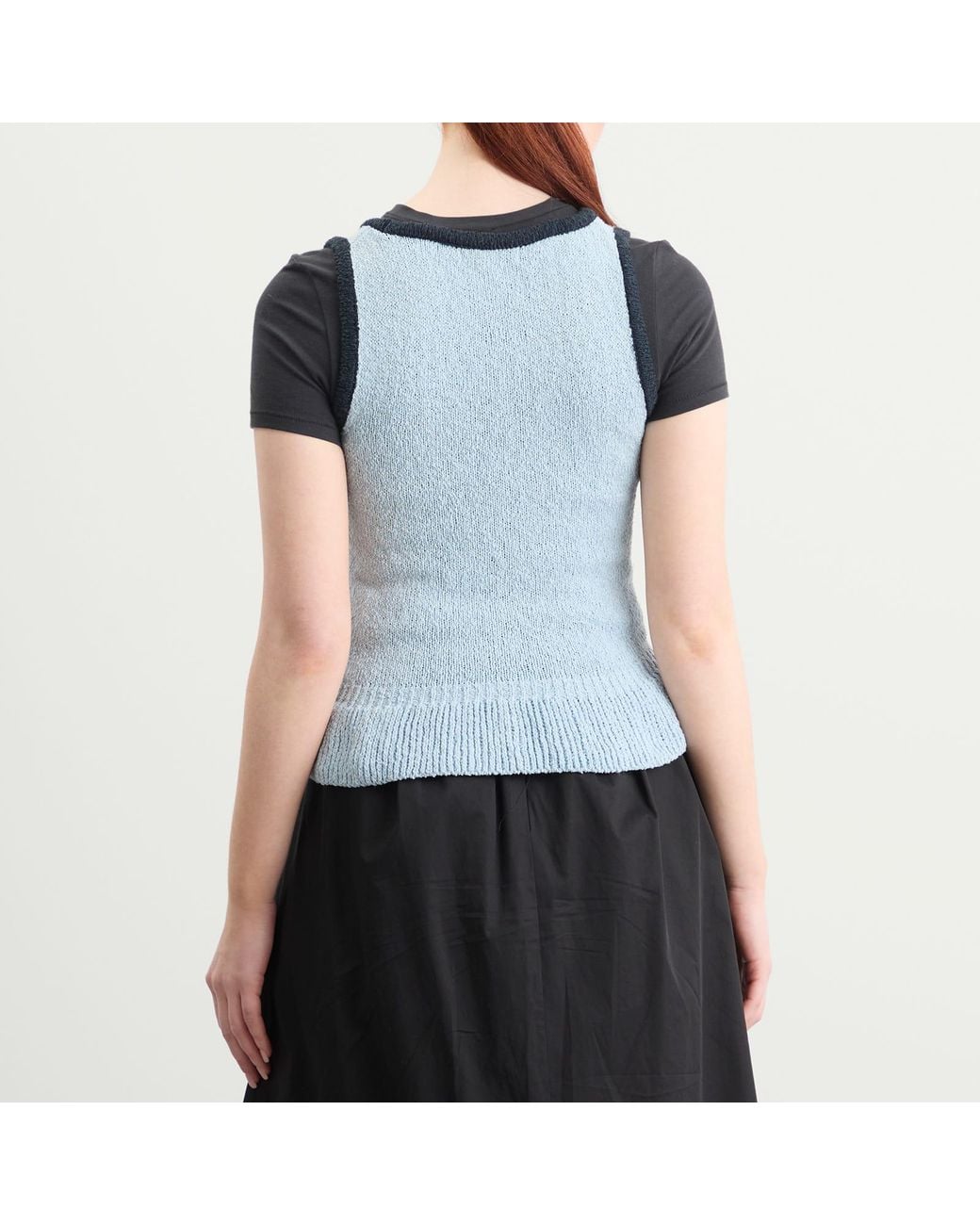 Kijun Blue Corsage Ruffle Knit Vest