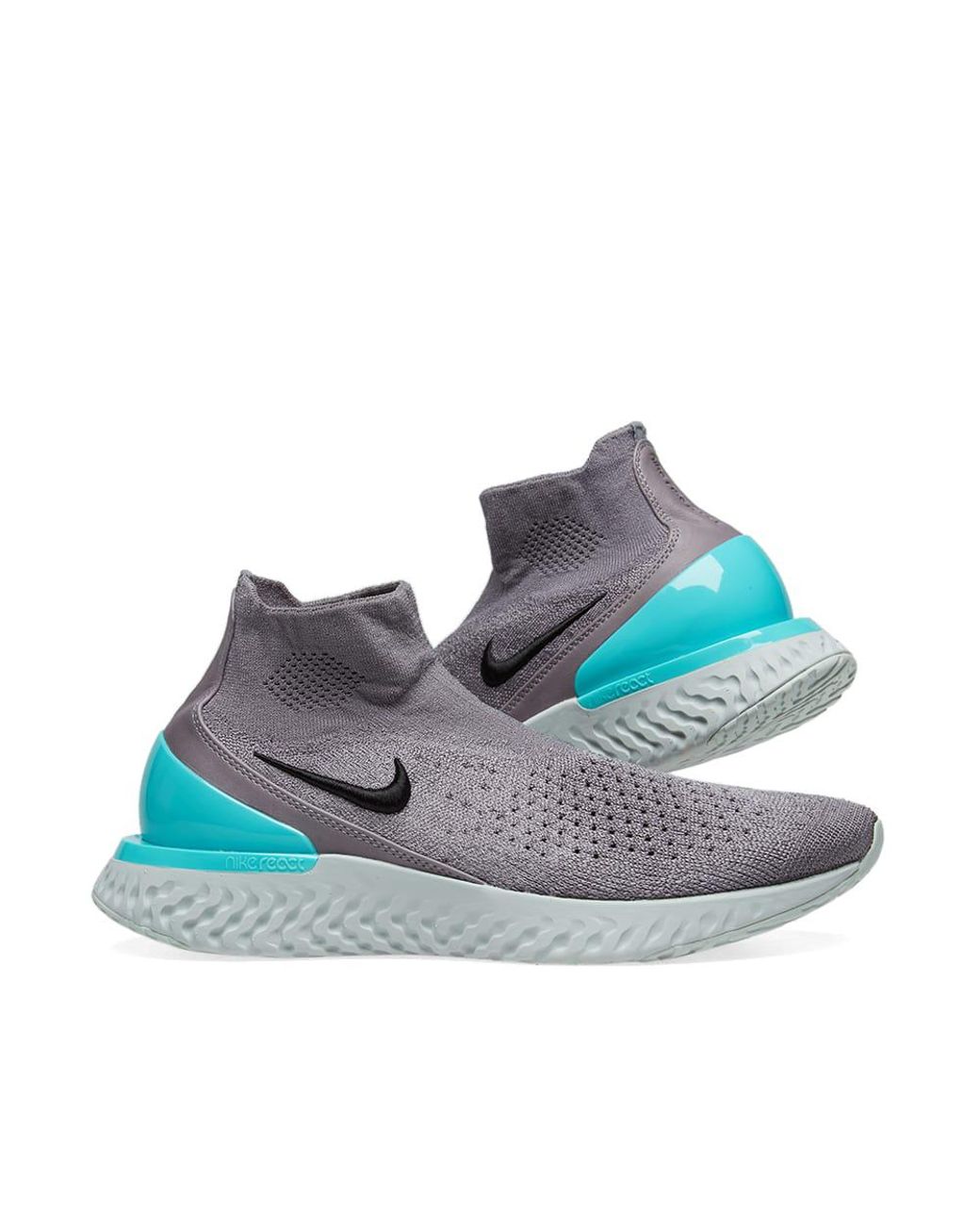 Nike Leather Rise React Flyknit Trainers in Grey (Grey) for Men | Lyst  Australia