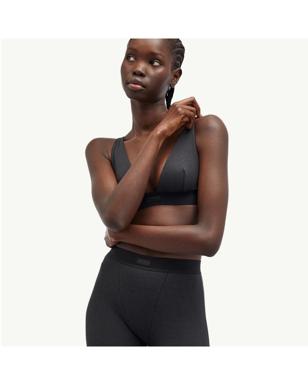 Skims Gray Cotton Rib Boxer