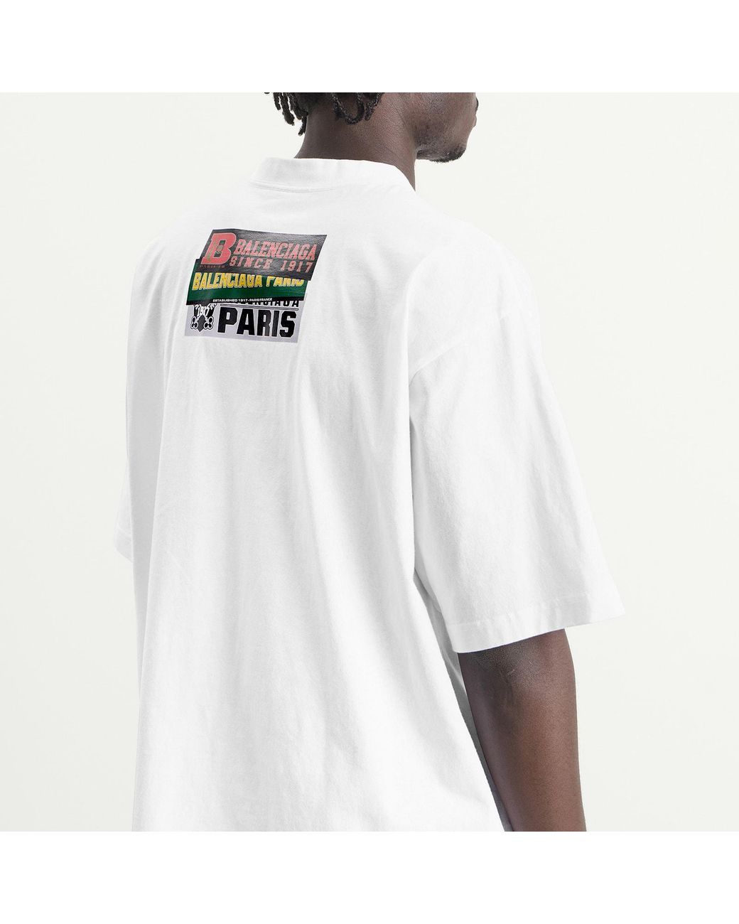 Balenciaga White Bumper Stickers T-Shirt for men