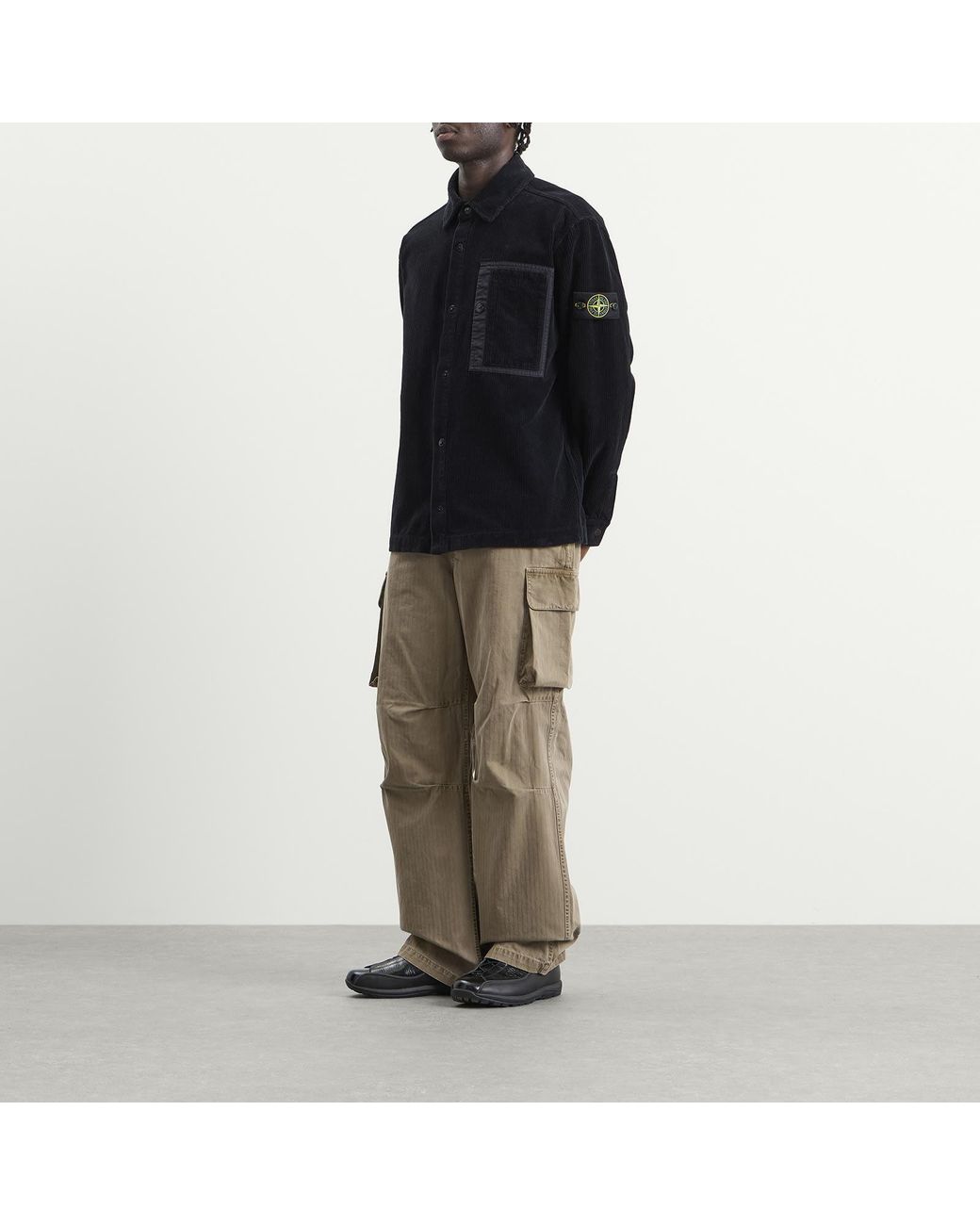 Stone Island Blue Organic Cotton Corduroy Overshirt for men