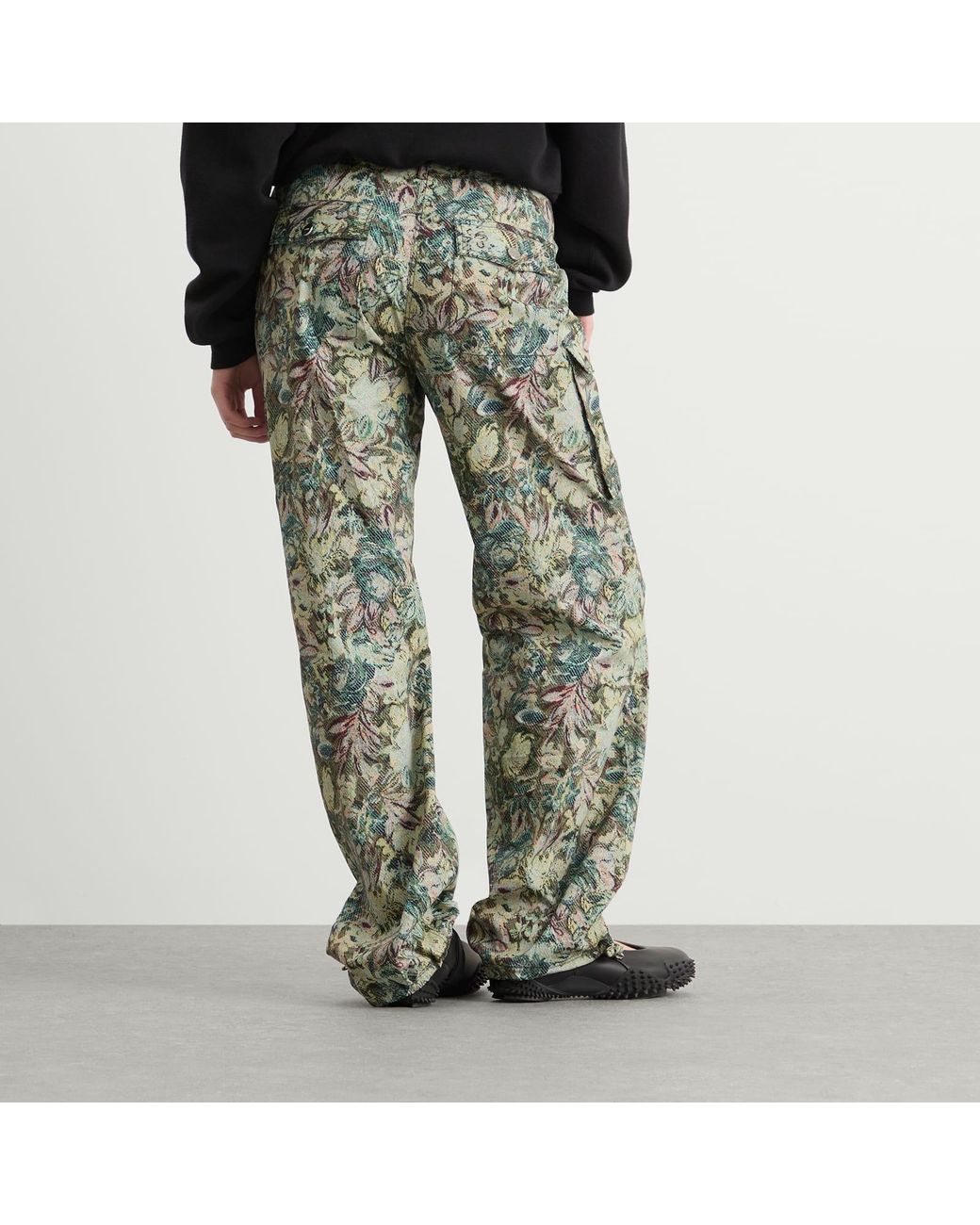 Ganni Green Printed Stretched Cotton Pants