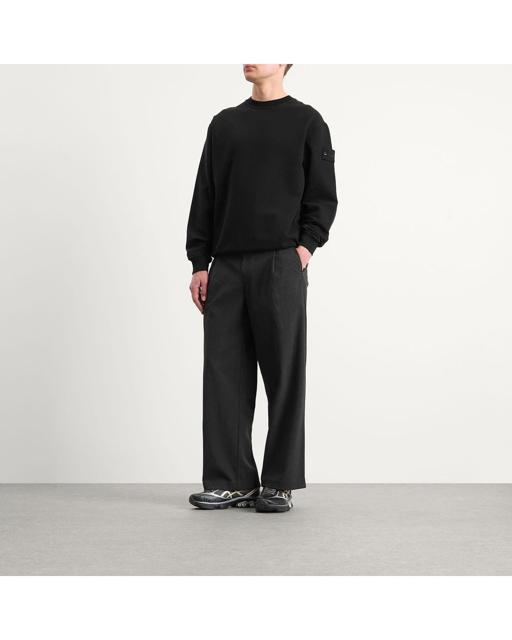 Stone Island Ghost Crew Neck Sweatshirt in Black for Men | Lyst