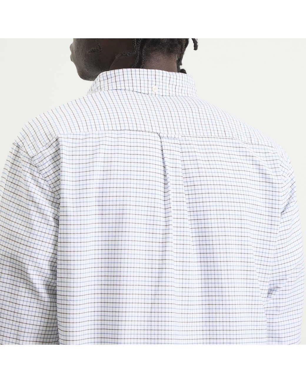 Beams Plus White Tattersall Check Button Down Oxford Shirt for men