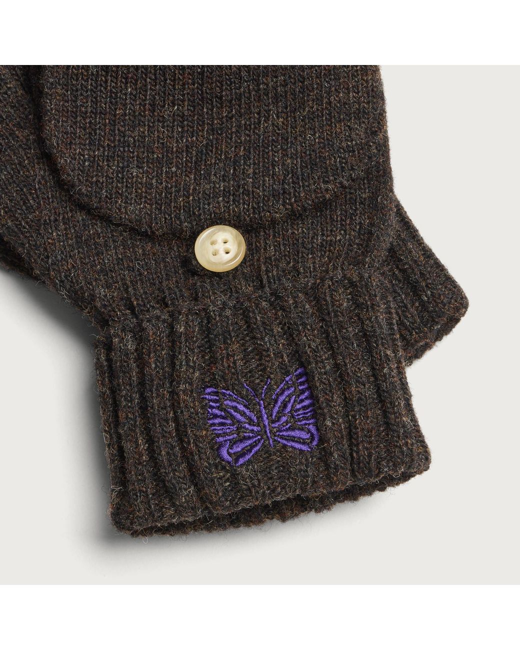 Needles Black Wool Gloves