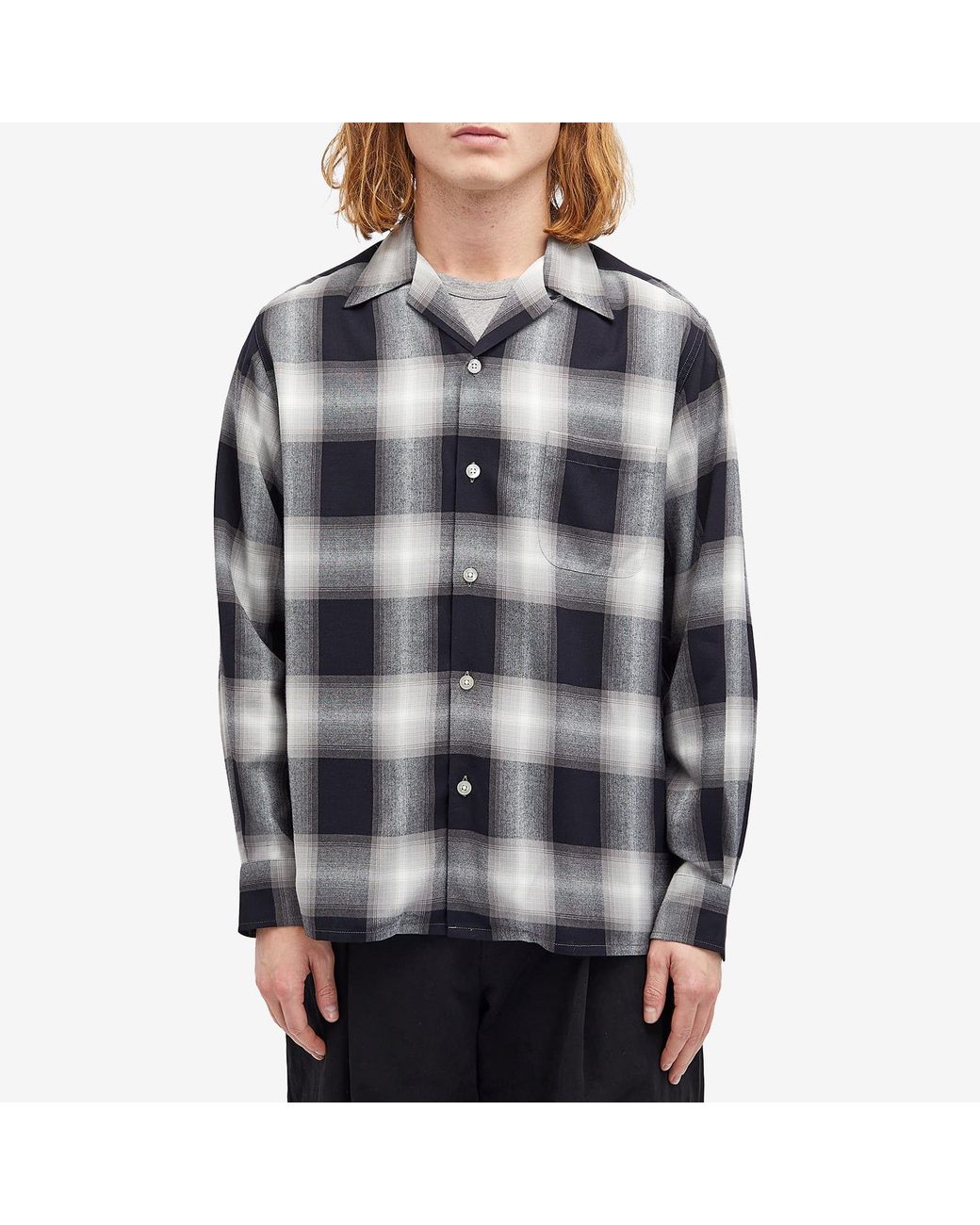 WACKO MARIA OMBRE CHECK SHIRT（TYPE-1）L WACKO MARIA OMBRE CHECK OPEN COLLAR SHIRT L/S(TYPE-1) - WACKOMARIA