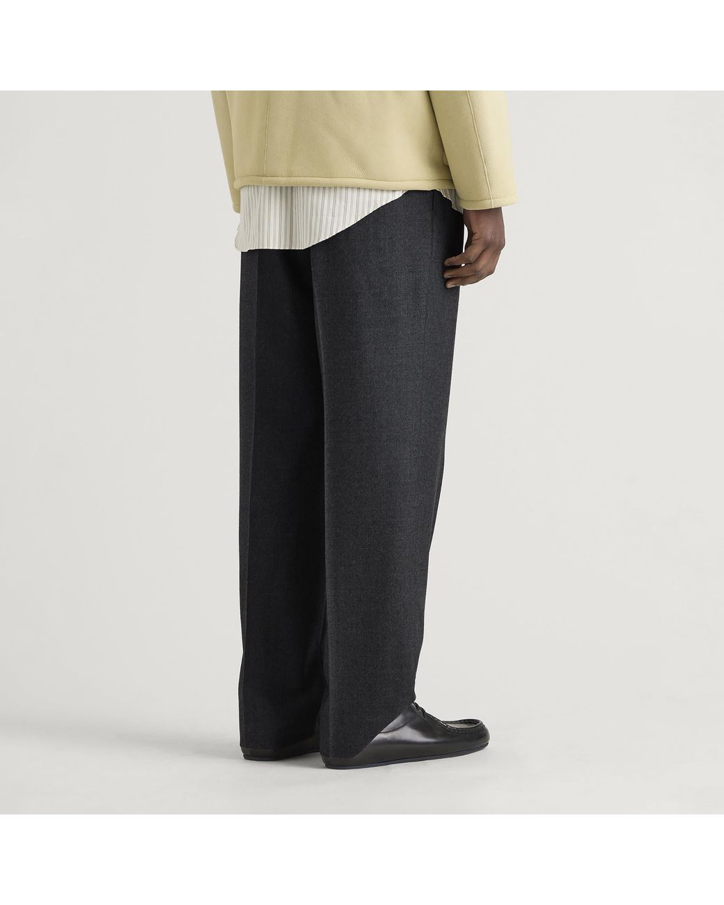 Auralee Gray Light Wool Pleated Trousers for men