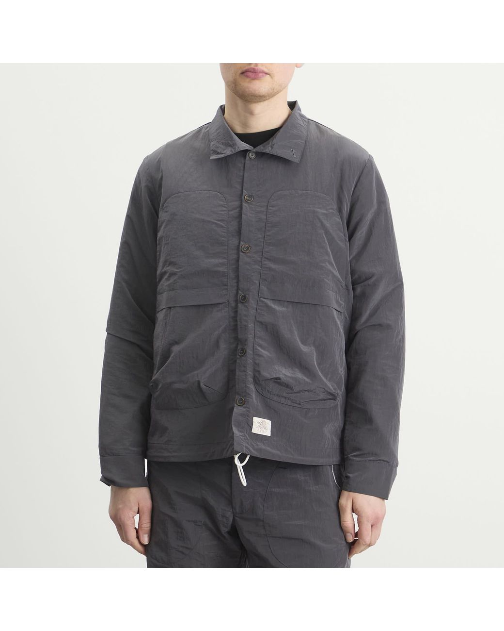RANRA Epitome Shiny Nylon Overshirt in Gray for Men | Lyst