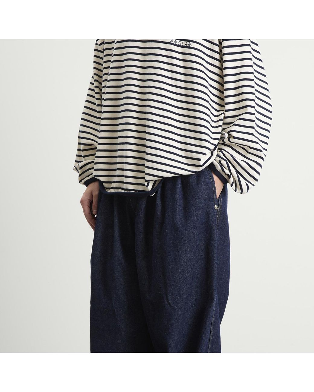 ANGLAN Blue Rigid Denim Balloon Pants for men