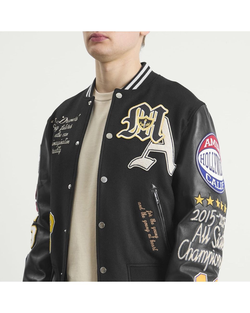 Amiri Black Varsity Patch Jacket for men