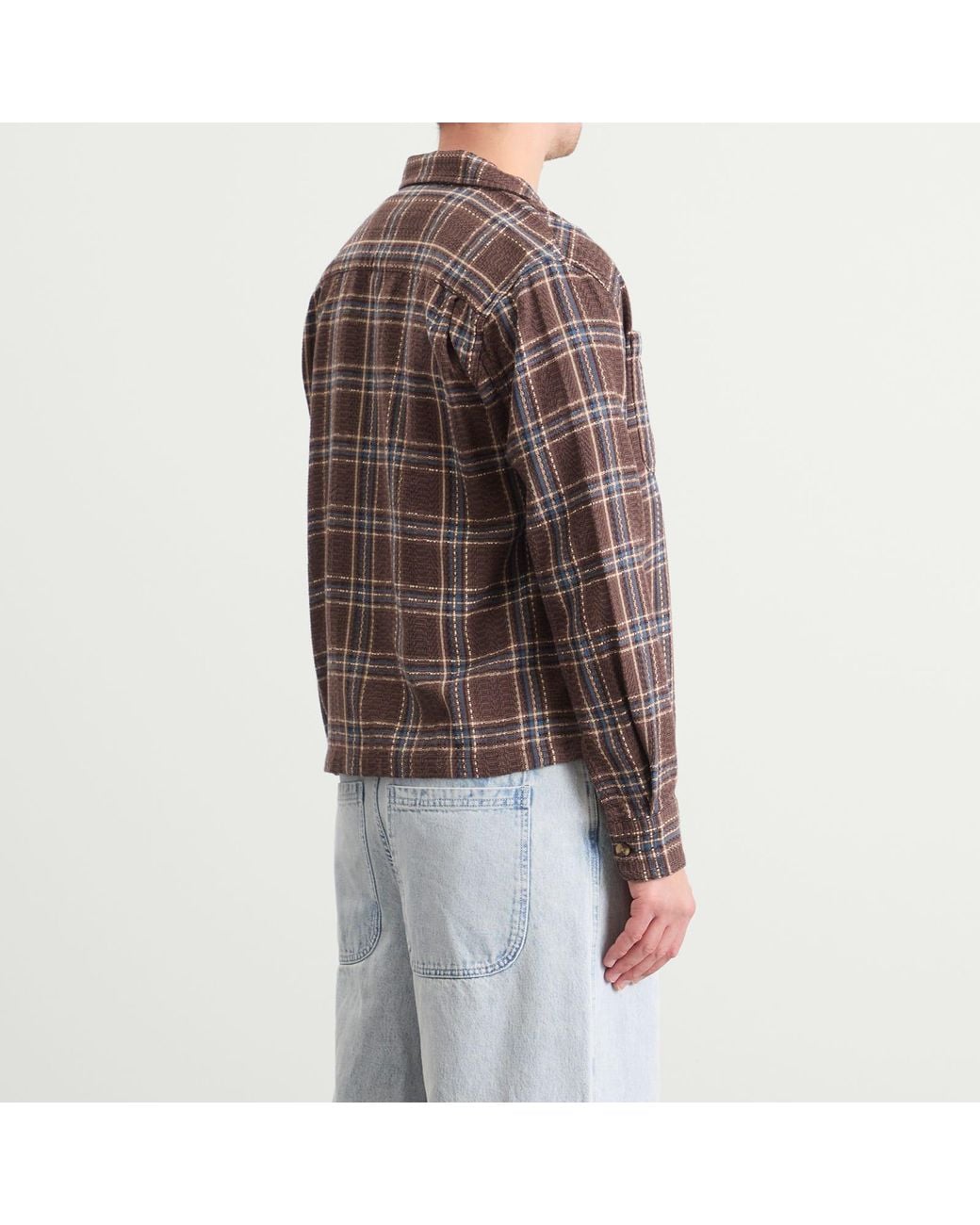 Corridor NYC Brown Venice Plaid Zip Shirt for men
