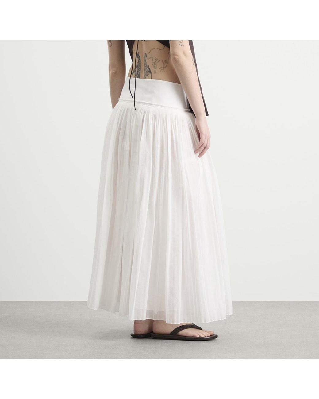 Rohe White Rohe Pleated Cotton Muslin Skirt
