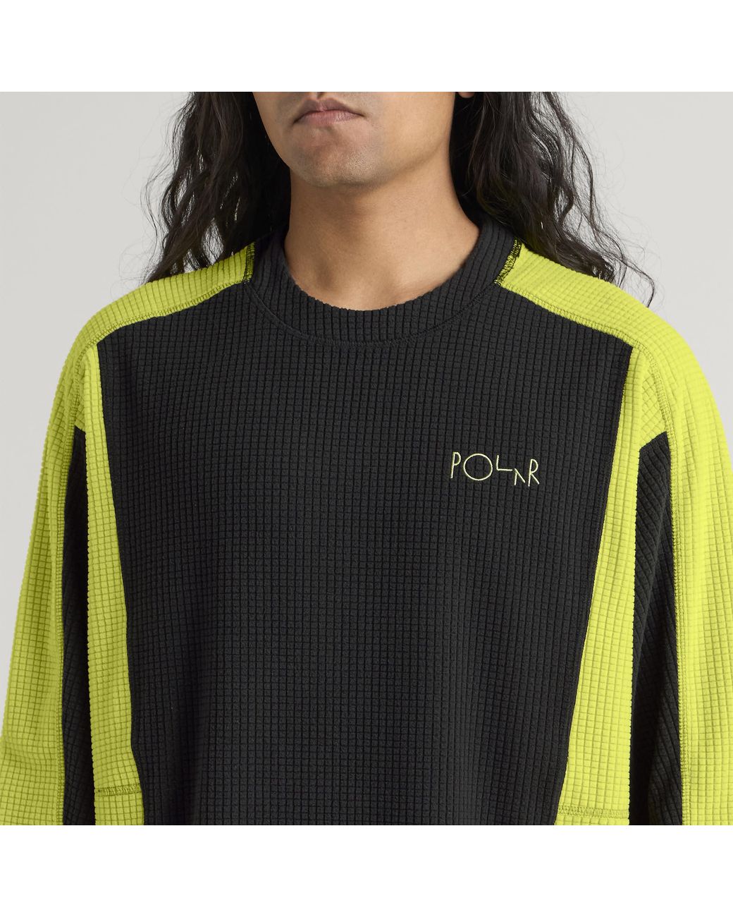 POLAR SKATE Green Grid Fleece Jumper for men