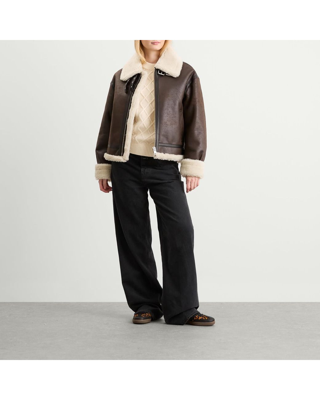 DUNST Brown Oversized Shearling Jacket