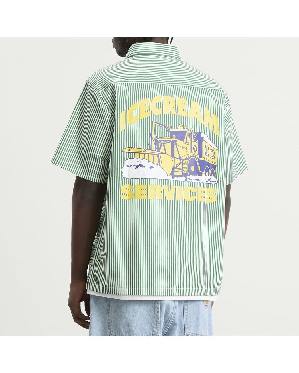 ICECREAM Green Ic Services Quarter Zip Work Shirt for men