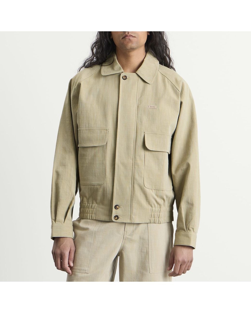 Drole de Monsieur Green Cotton Raglan Jacket for men