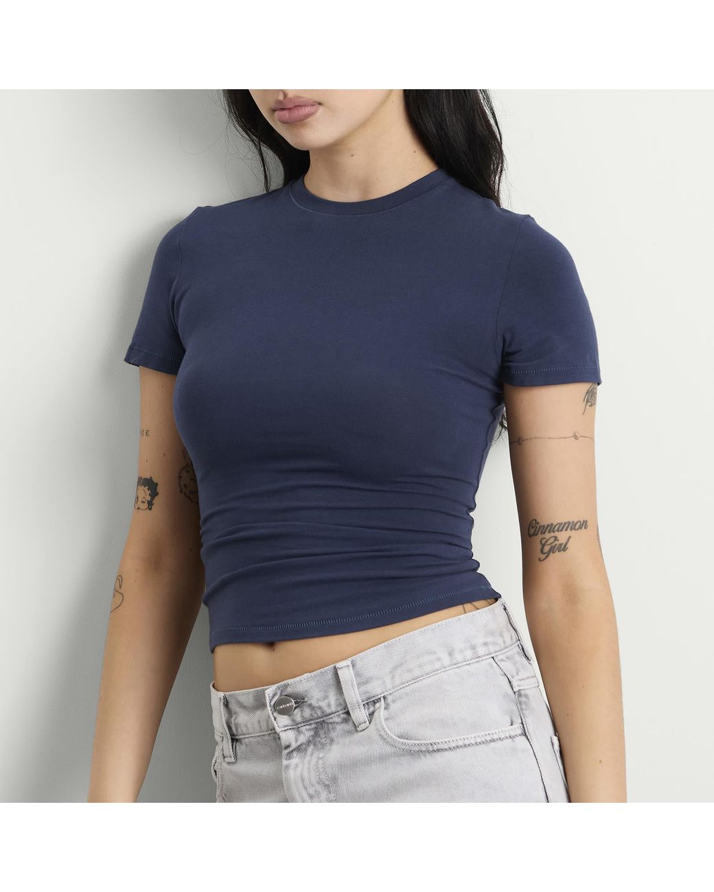 Skims Blue Cotton Jersey T-Shirt