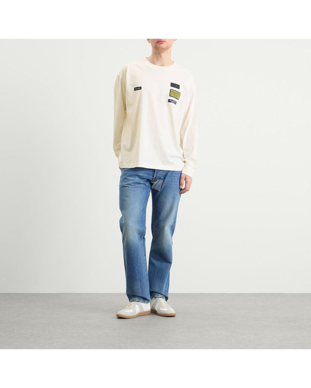 Maison Margiela White Mm6 Tailored Labels Long Sleeve T-Shirt for men
