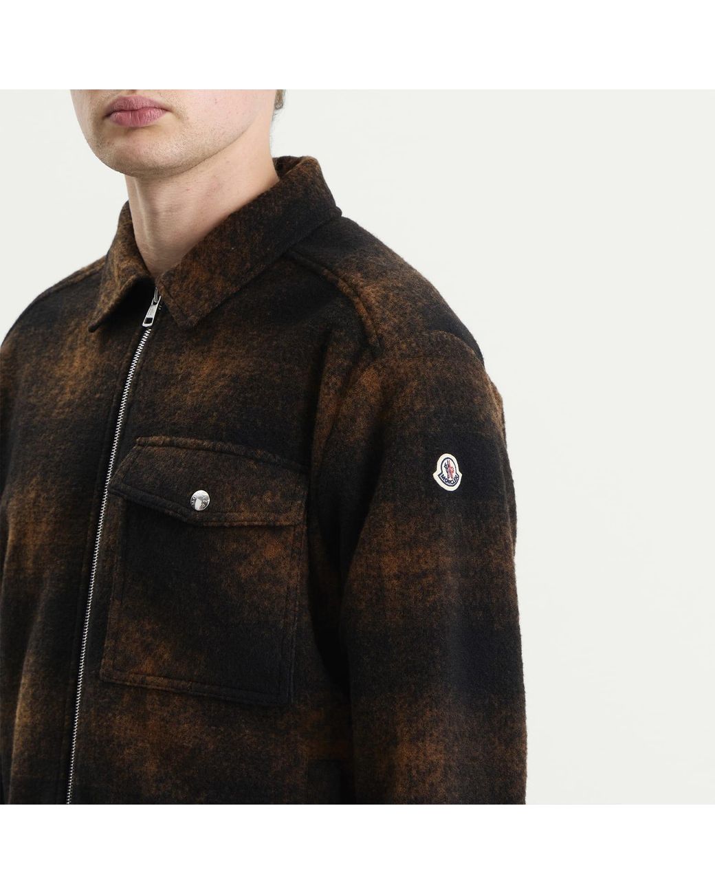 Moncler Black Check Shirt Jacket for men