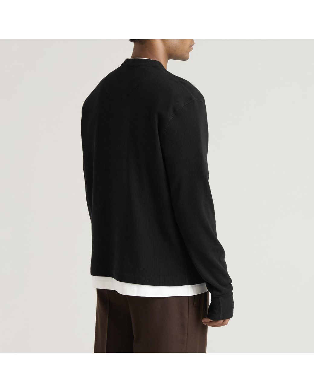 Daniel Simmons Black Long Button Henley for men