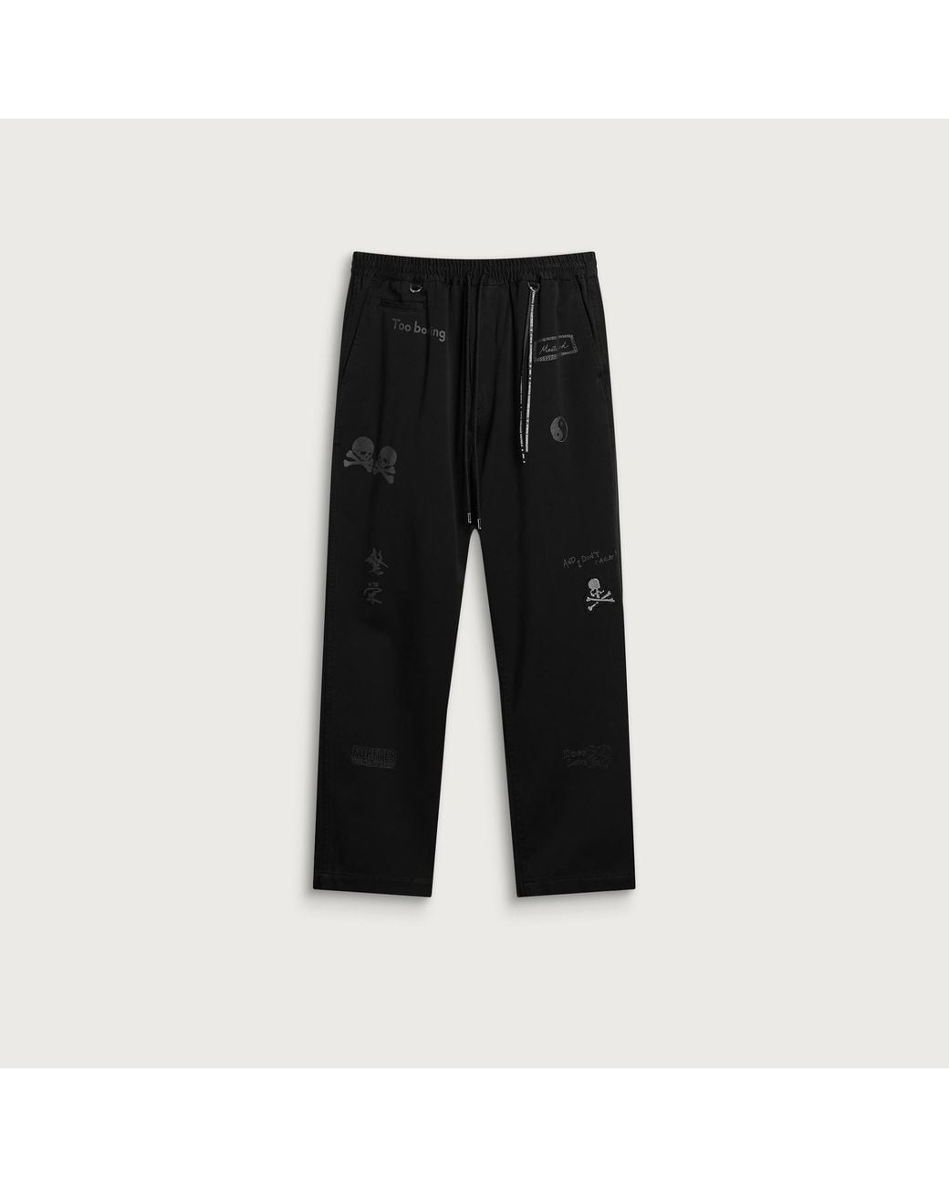 MASTERMIND WORLD Black Doodle Print Regular Easy Pants for men