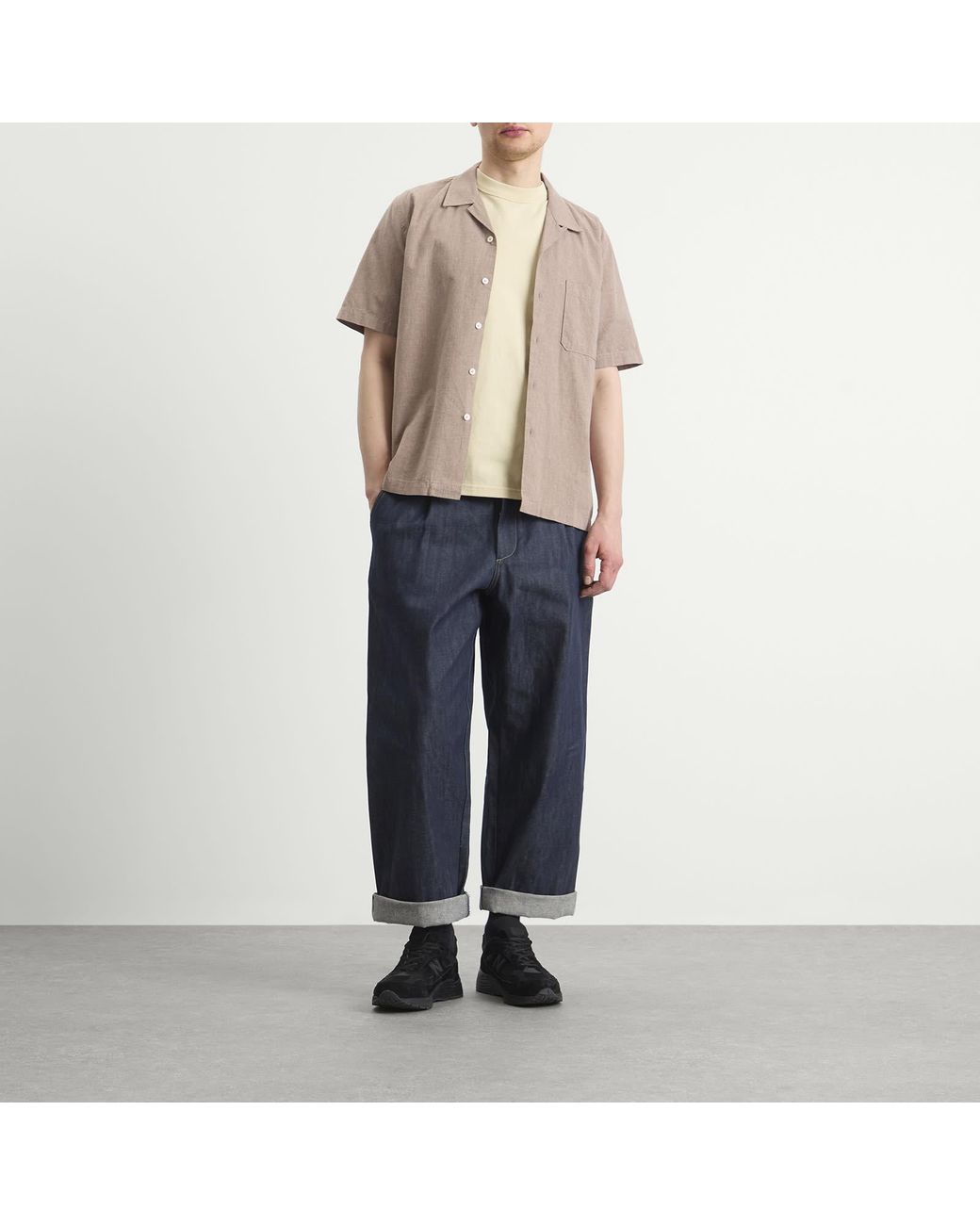 Universal Works Natural Sido Linen Mix Road Shirt for men