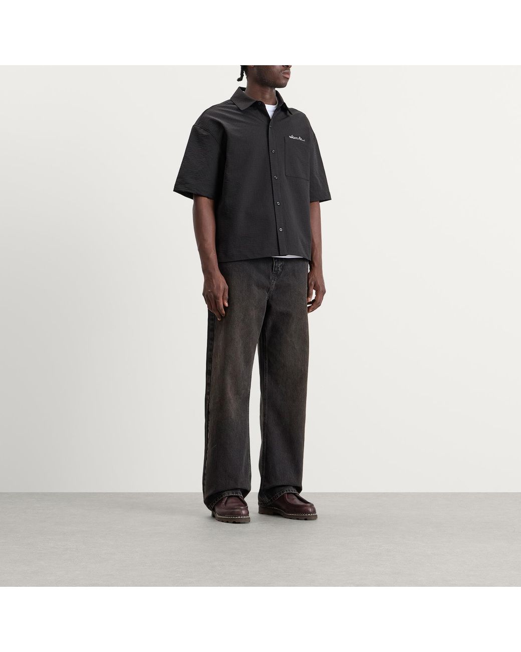 About Blank Black Textured Shirt for men