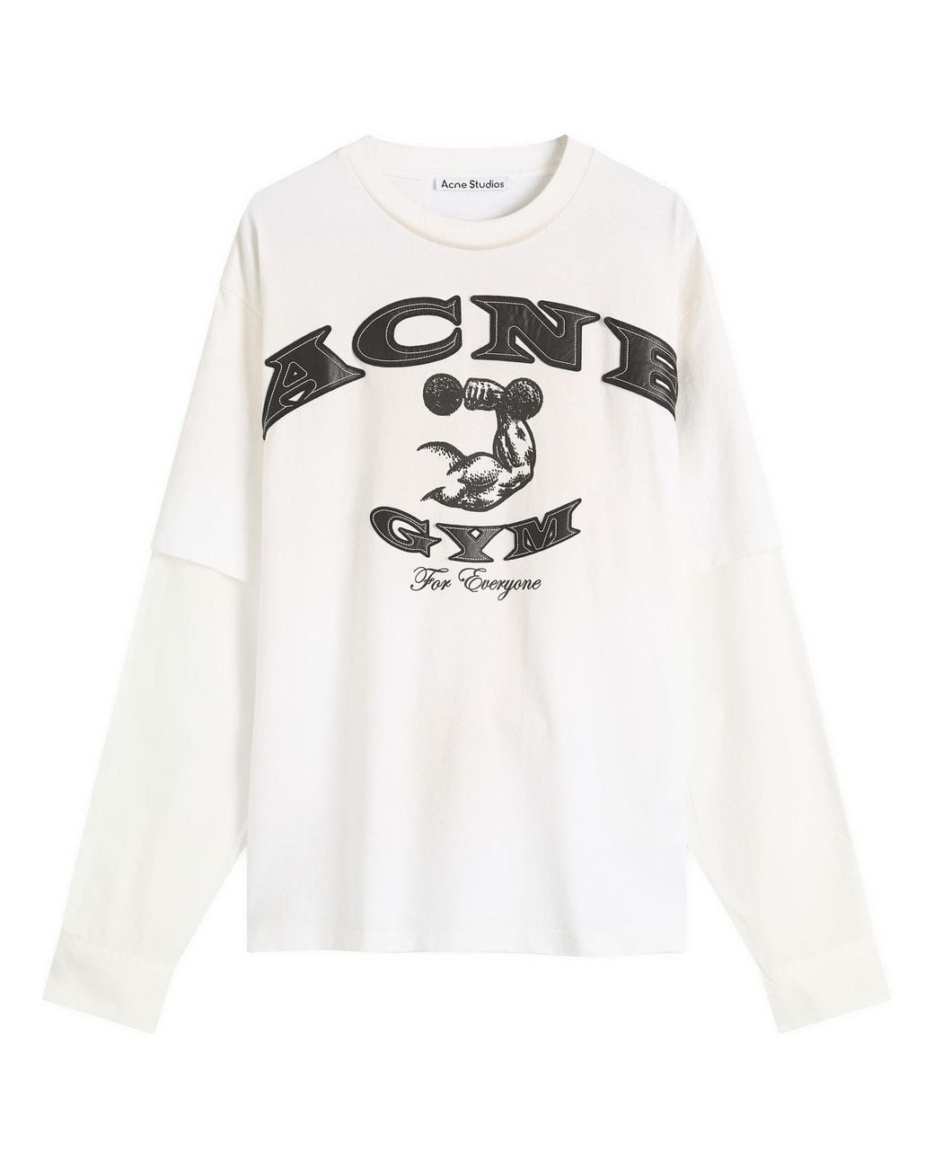 Acne Studios Exford U Long Sleeve Gym Bro Layered Tee in White for