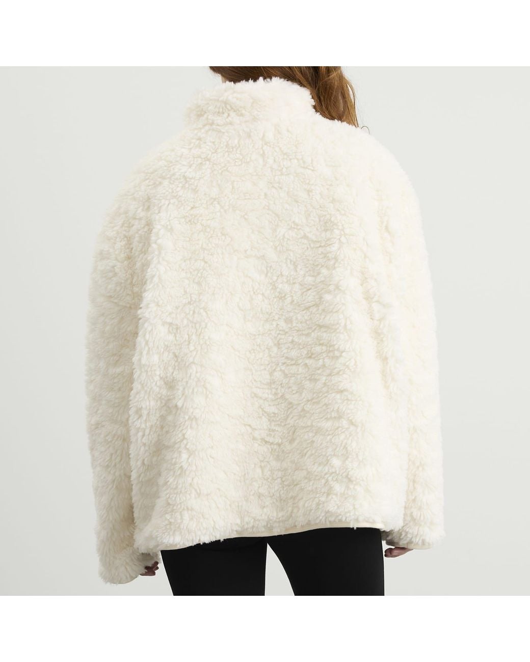 Skims Natural Faux Fur Zip Up Jacket