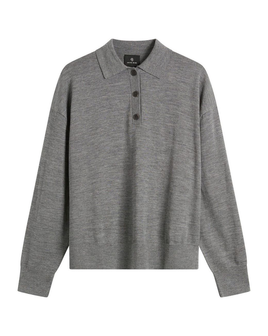Anine Bing Gray Lee Polo Sweater