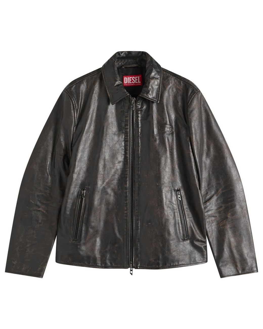 DIESEL Leather Jacket in Black for Men | Lyst