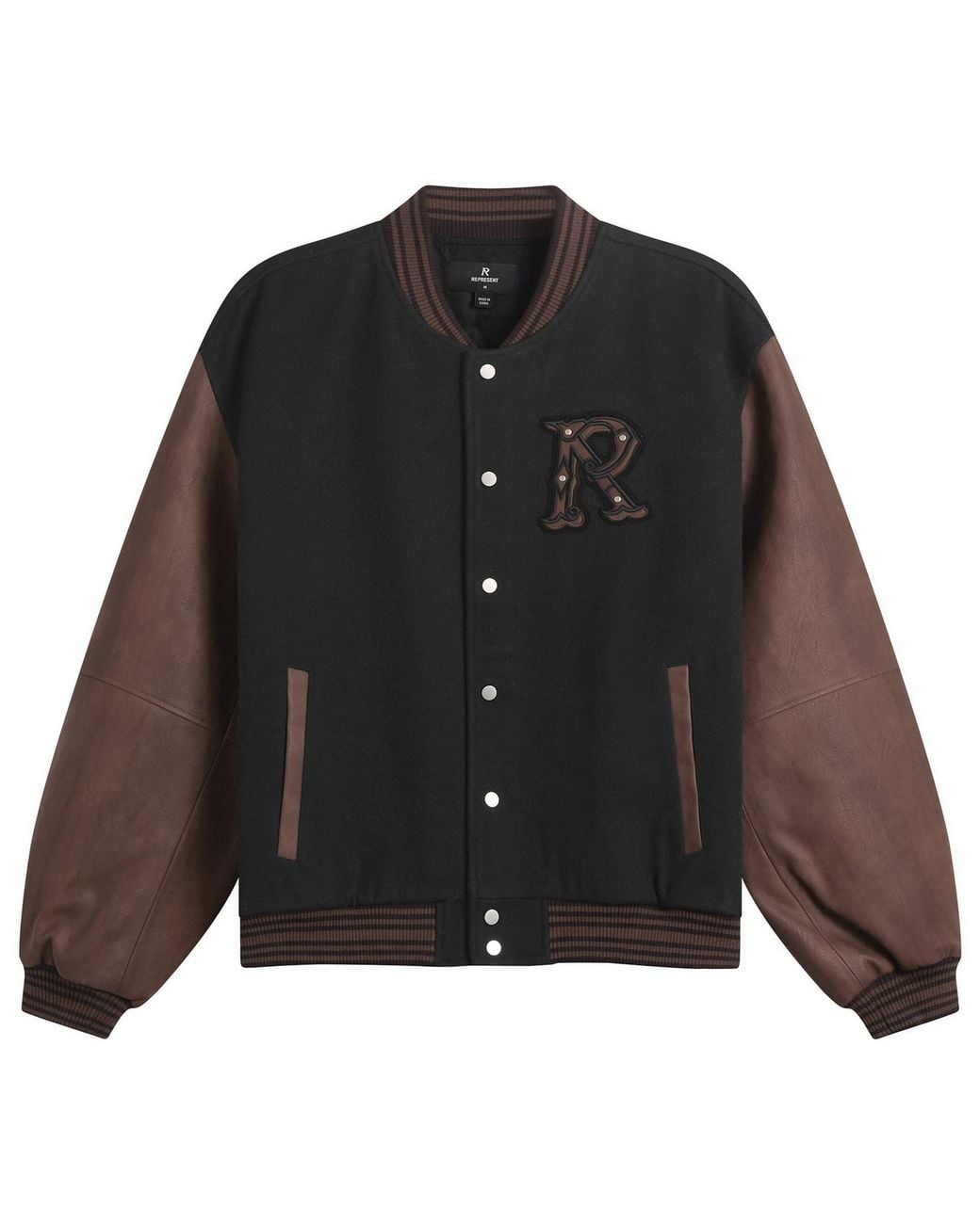 Represent Black Vintage Varsity Jacket for men