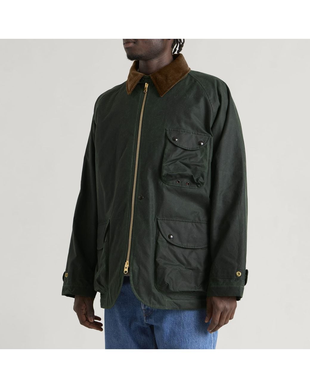 Drake's Green Waxed Coverall Jacket for men