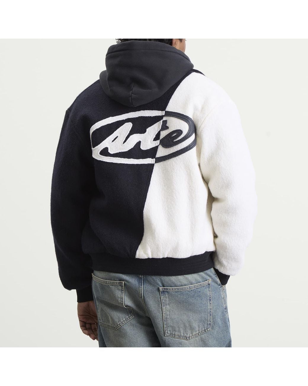 Arte' Blue Wool Varsity Jacket for men