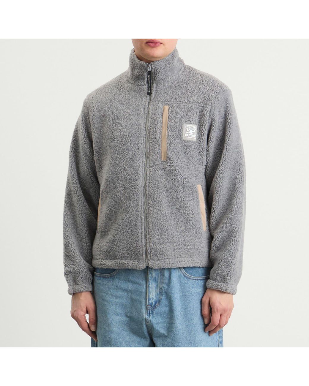 Butter Goods Gray Terrain Highpile Fleece Jacket for men