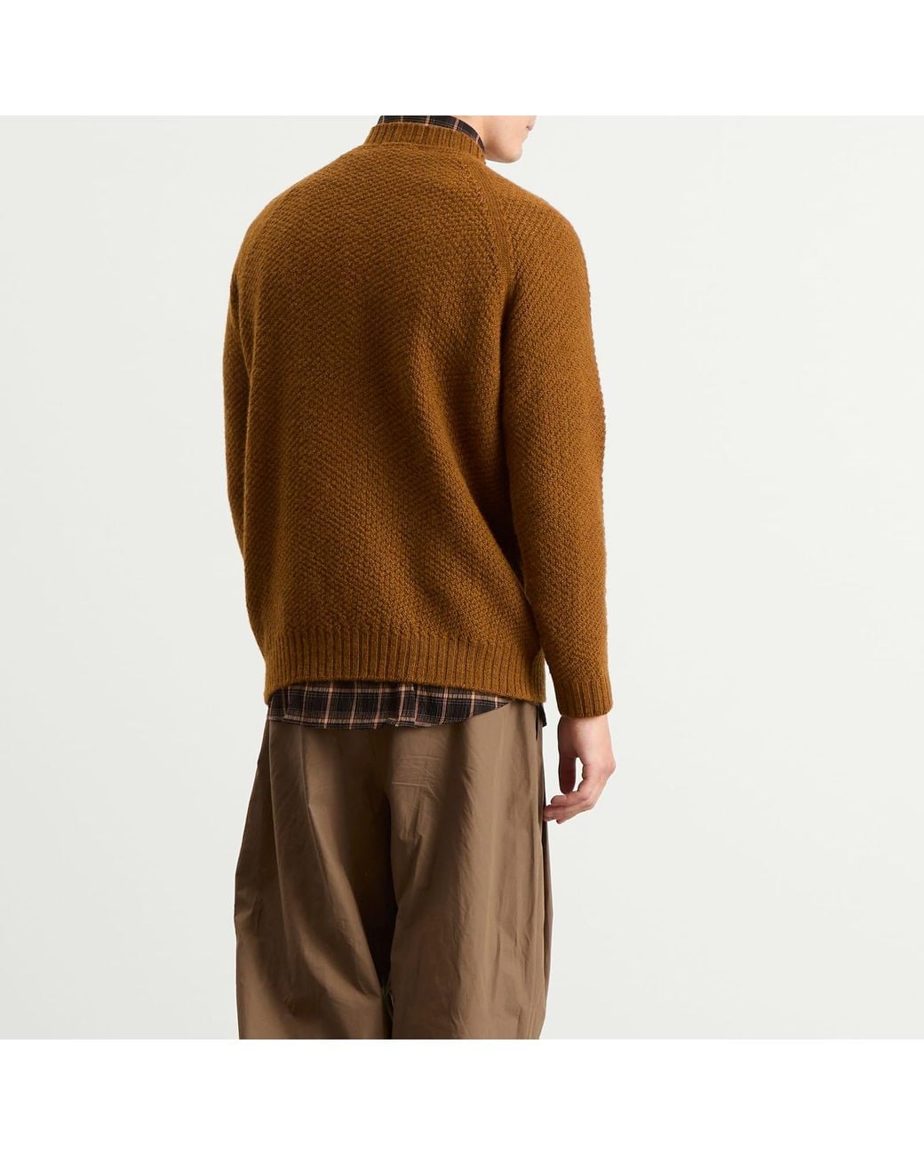 John Smedley Brown Couper Moss Stitch British Wool Jumper for men