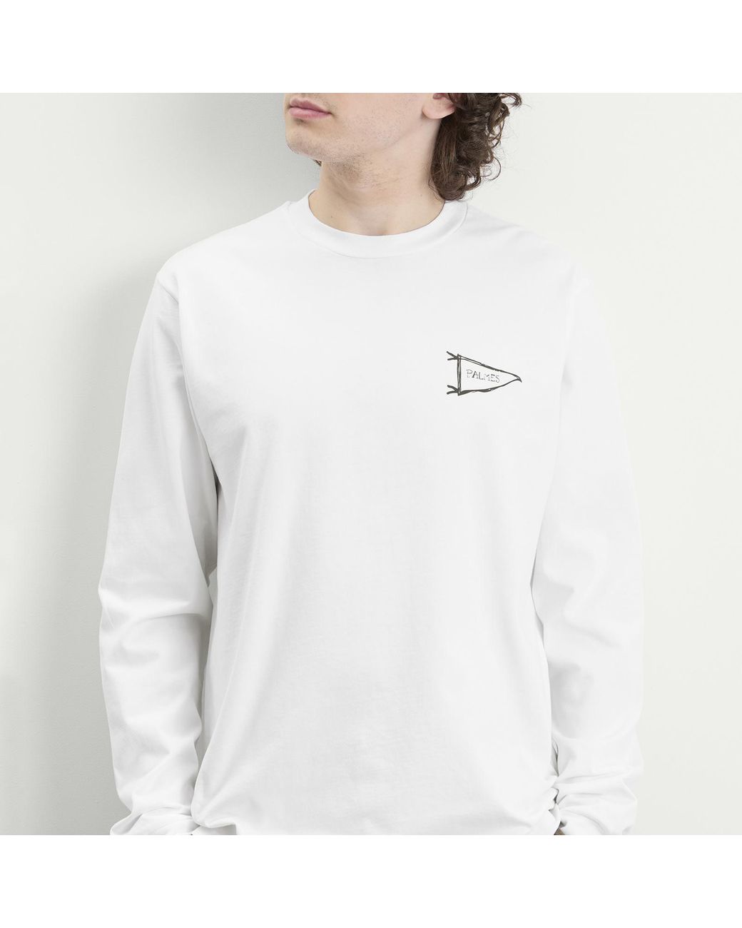 Palmes White Pennant Longsleeve T-Shirt for men