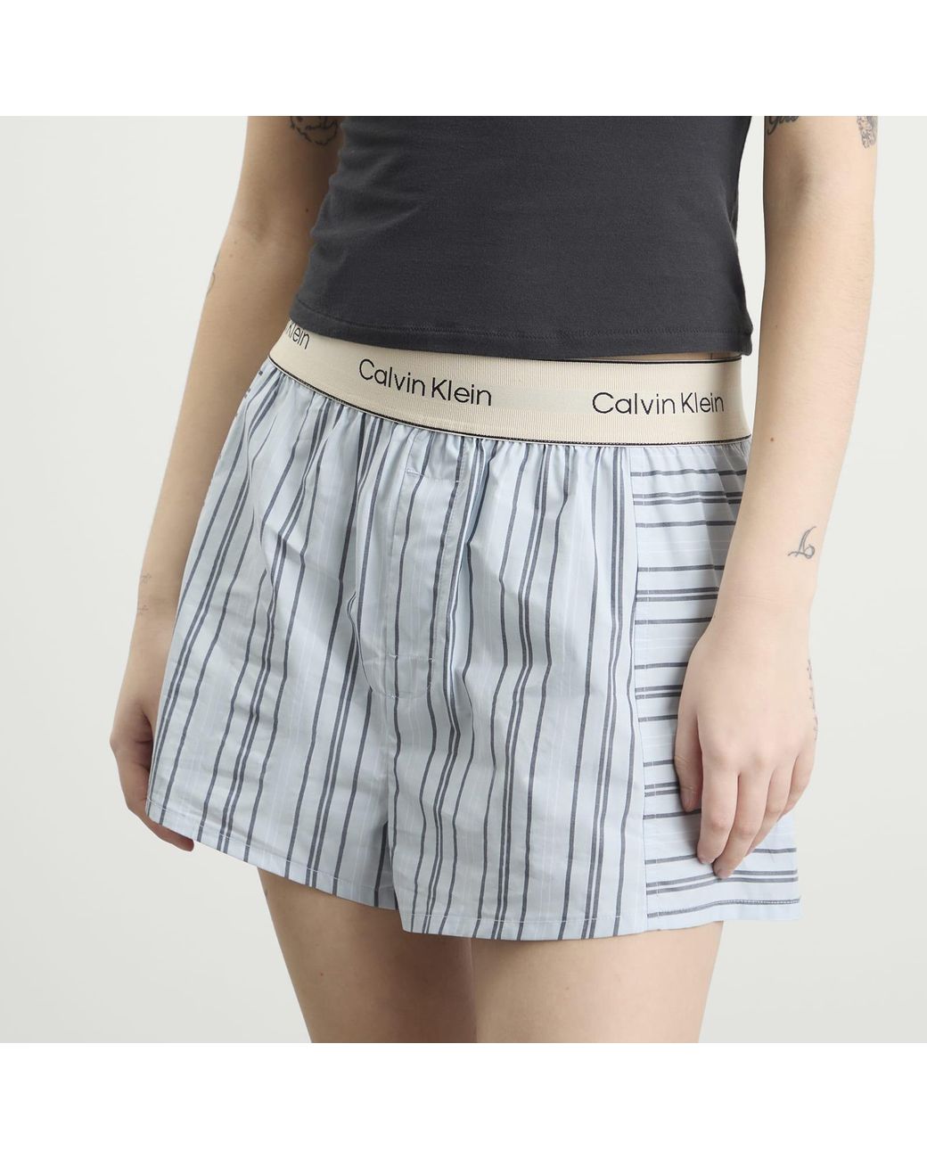 Calvin Klein Blue Cotton Poplin Sleep Short