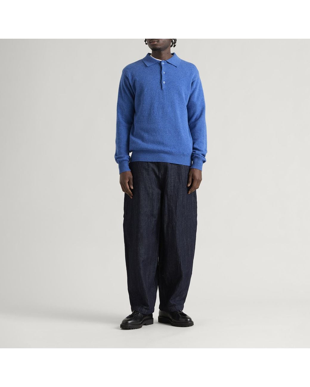 Pittari Blue Knitted Polo for men
