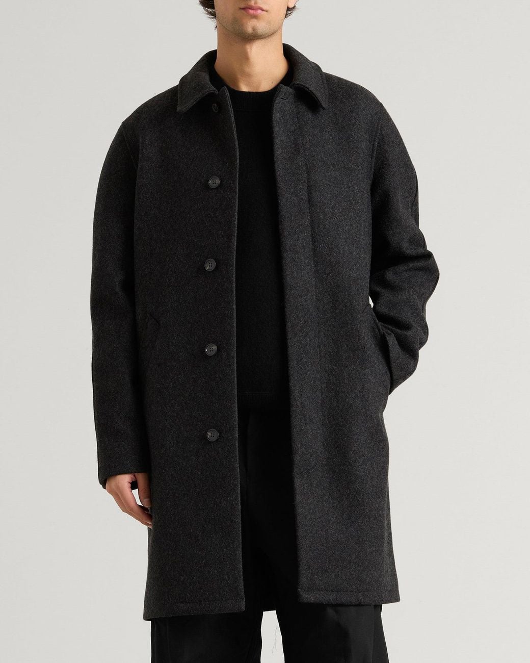 A.P.C. Black Auster Wool Mac Jacket for men