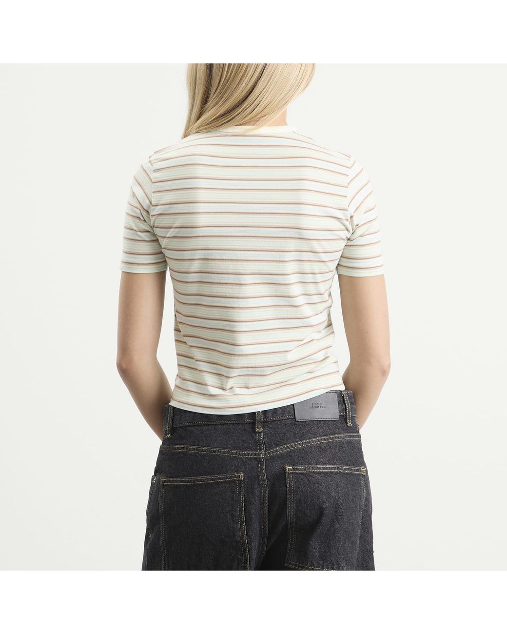 Auralee Natural Gradient Stripe T-Shirt