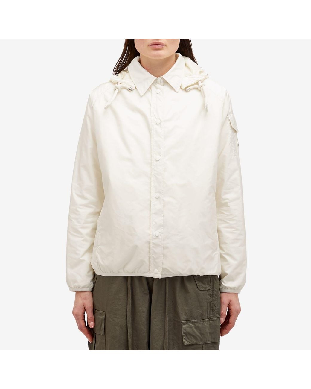 Moncler Lightweight Nylon Shirt Jacket in White | Lyst